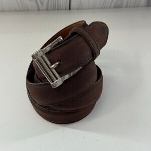 Men’s Cole Haan Classic Brown Brushed Leather Belt with Silver Buckle Size 36